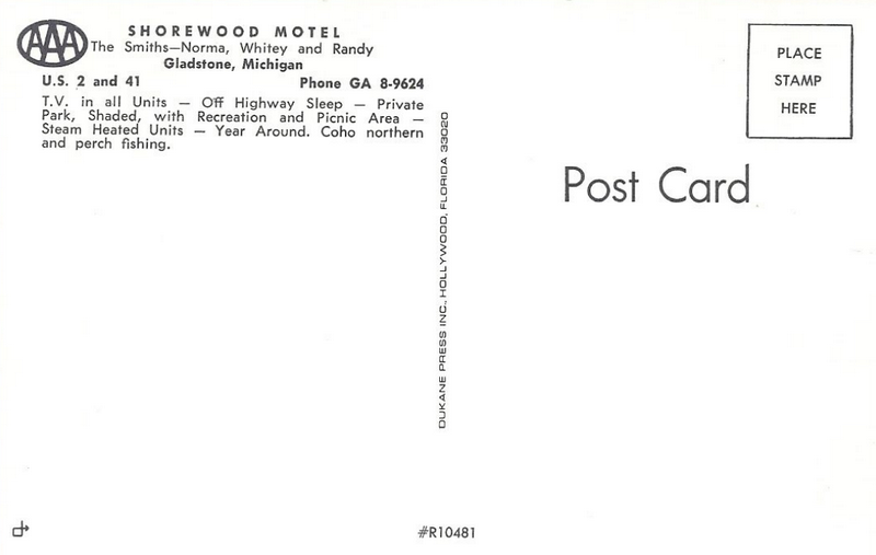 Shorewood Motel - Old Postcard